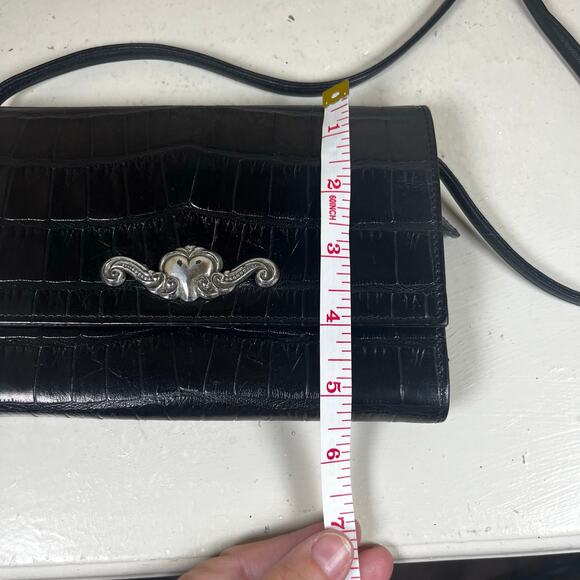 Brighton Crocodile Black Leather Crossbody Wallet Purse - Picture 3 of 7